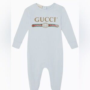 Gucci Blue Baby One Piece Sleeper Footie PJS